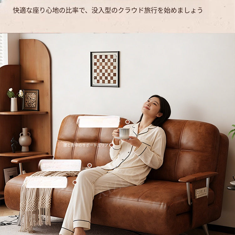 ヴィンテージ風 ソファーベッド 折りたたみ式|伸縮ベッド 一体型 リビング・バルコニー対応 xizuo-0203-29