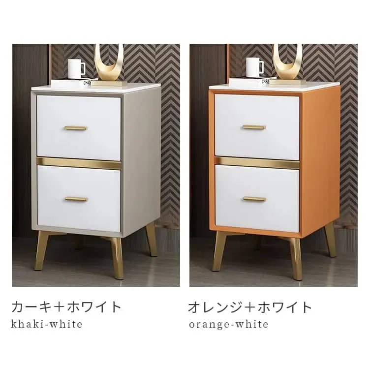 ナイトテーブル カーキ ホワイト オレンジ ベージュ グレー ブルー カーキ+ホワイト オレンジ+ホワイト ブルーグレー+ホワイト グレー+ホワイト セラミック 合成皮革 天然木 スチール yk-01-nightable