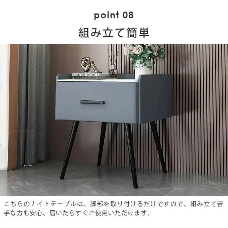 ナイトテーブル ホワイト ベージュ ライトグレー ダークグレー カーキ ブラウン グレー オレンジ セラミック 天然木 yk-09-nighttable