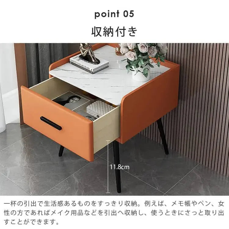 ナイトテーブル ホワイト ベージュ ライトグレー ダークグレー カーキ ブラウン グレー オレンジ セラミック 天然木 yk-09-nighttable