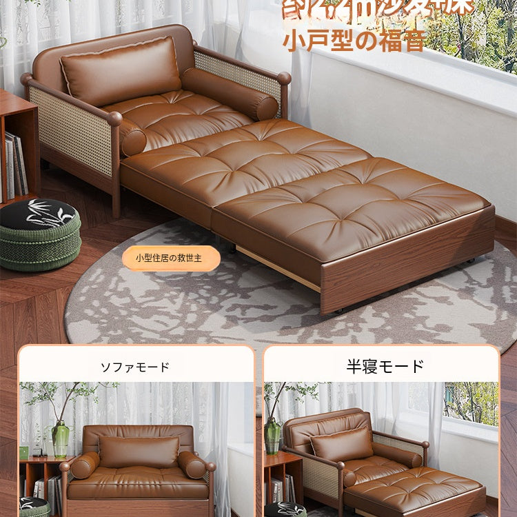 無垢材 ソファーベッド 折りたたみ式|ヴィンテージ風 1人掛け 省スペース 多機能 リラックスチェア ysjj-0203-23