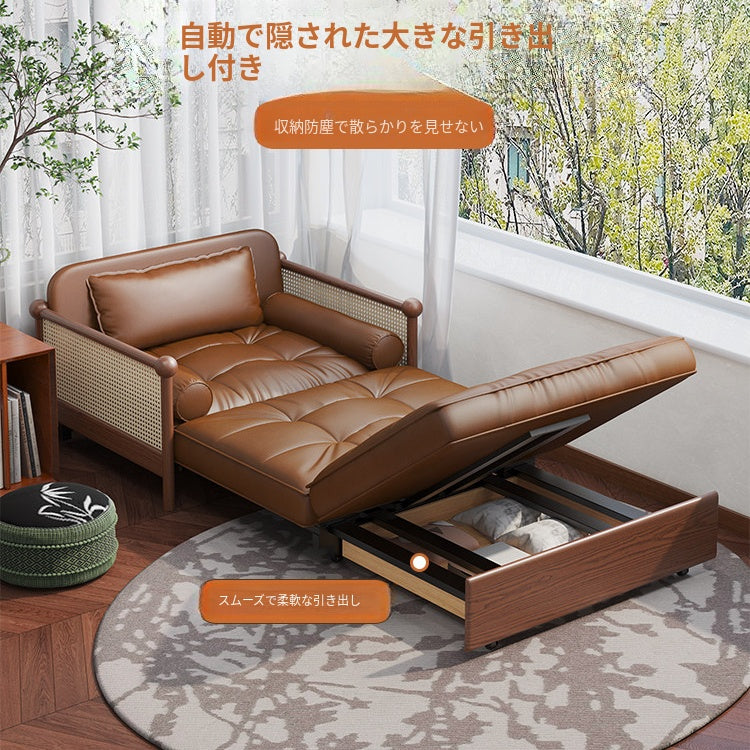 無垢材 ソファーベッド 折りたたみ式|ヴィンテージ風 1人掛け 省スペース 多機能 リラックスチェア ysjj-0203-23