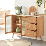 キャビネット ナチュラル ブラウン オーク材 キリ材 ガラス ysys-a1144-cupboard