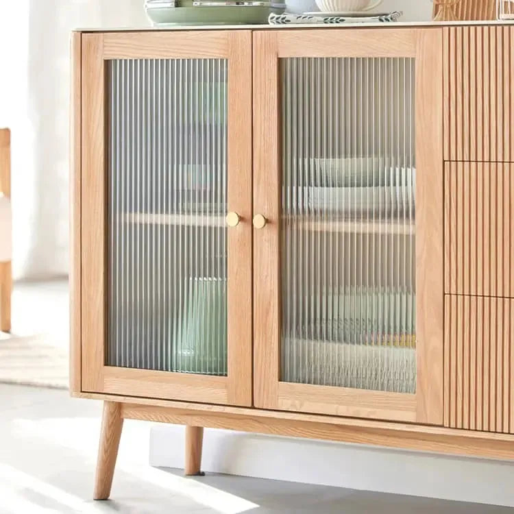 キャビネット ナチュラル ブラウン オーク材 キリ材 ガラス ysys-a1144-cupboard