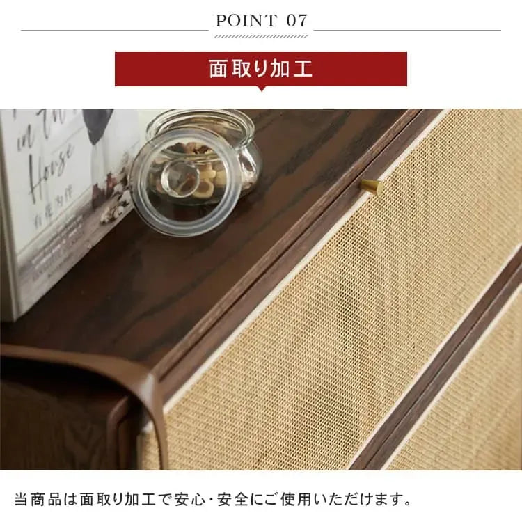 キャビネット ナチュラル ブラウン オーク材 キリ材 ラタン 真鍮 ysys-b3096-storage