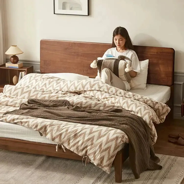 ベッド ブラウン ウォールナット材 ポプラ材 ysys-b5016-bed