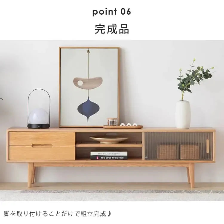 テレビ台 ナチュラル オーク材 キリ材 ガラス ysys-f8083-tvstand