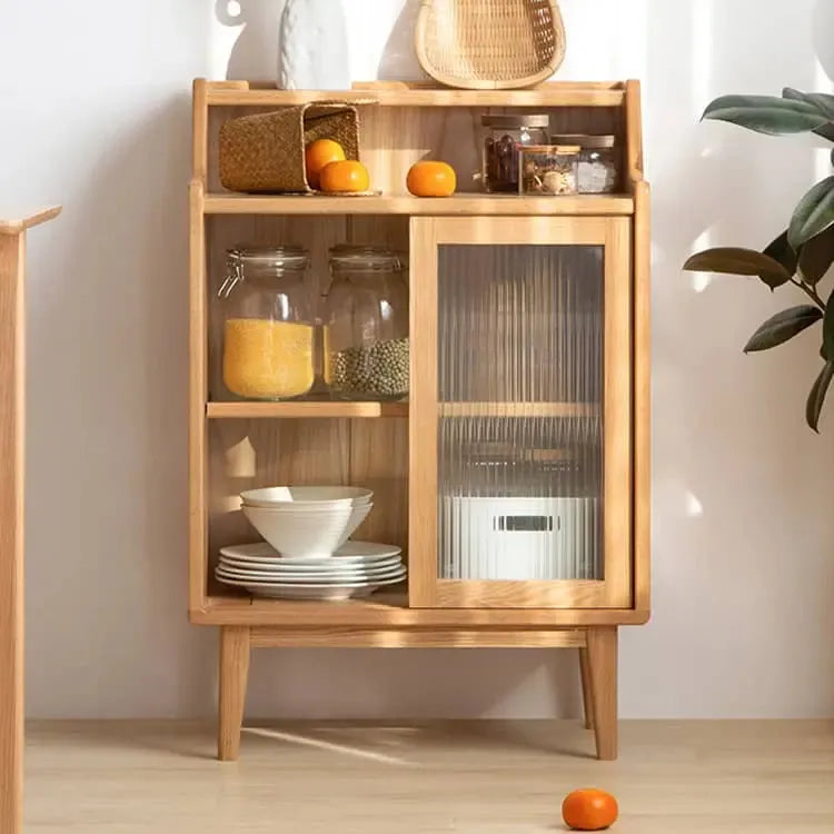 キャビネット ナチュラル オーク材 モールガラス ysys-f8144-cupboard