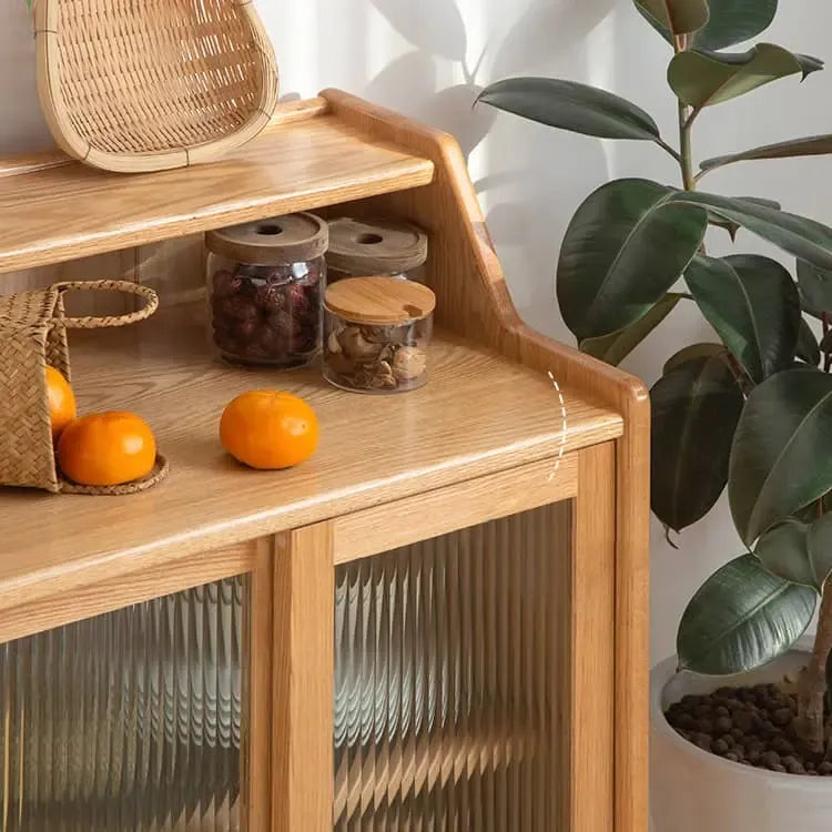 キャビネット ナチュラル オーク材 モールガラス ysys-f8144-cupboard