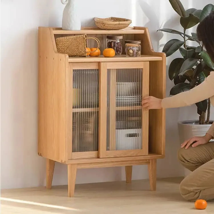 キャビネット ナチュラル オーク材 モールガラス ysys-f8144-cupboard