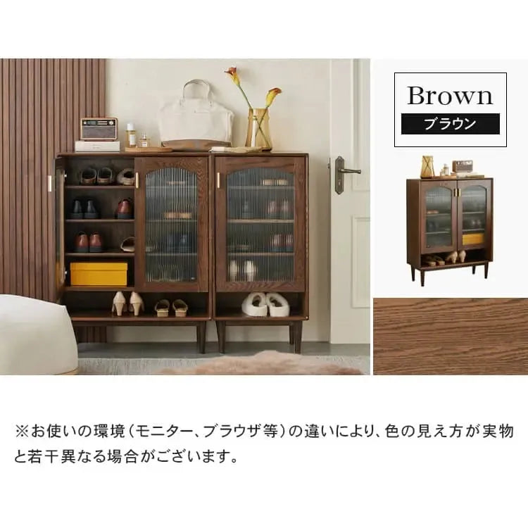 キャビネット ナチュラル ブラウン オーク材 モールガラス ysys-h7091-storage