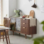 キャビネット ブラウン ウォールナット材 セラミック キリ材 ガラス 真鍮 ysys-i6141-cupboard