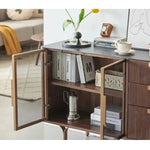 キャビネット ブラウン ウォールナット材 セラミック キリ材 ガラス 真鍮 ysys-i6141-cupboard