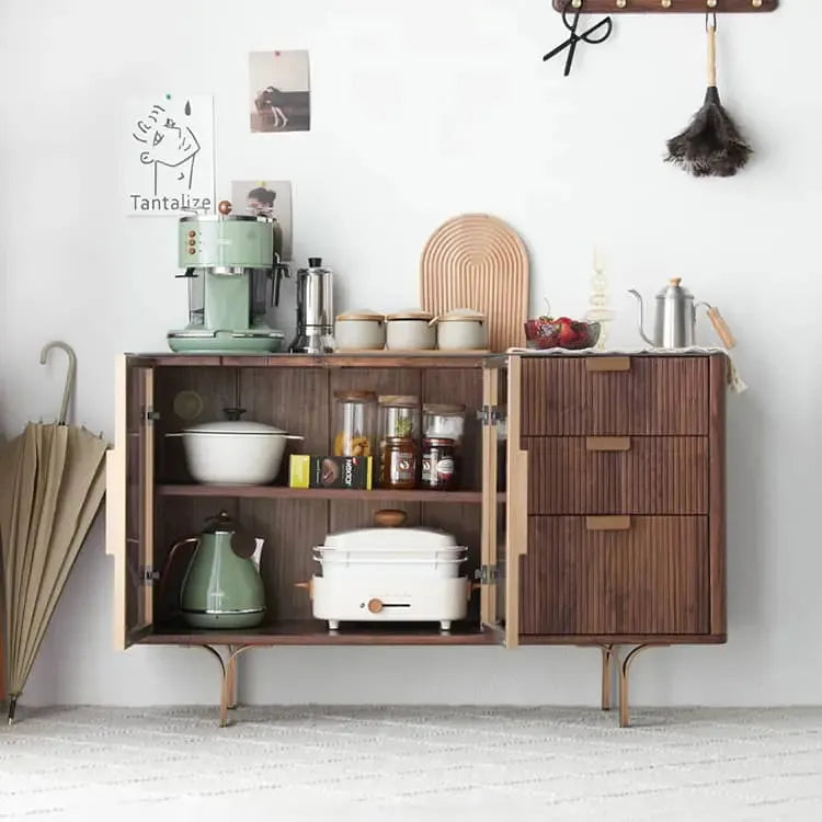 キャビネット ブラウン ウォールナット材 セラミック キリ材 ガラス 真鍮 ysys-i6141-cupboard