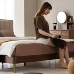 ウォールナット無垢材すのこベッド クッション付きベッドフレーム キング?ワイドダブル対応 木製ブラウンysys-i8019 -bed