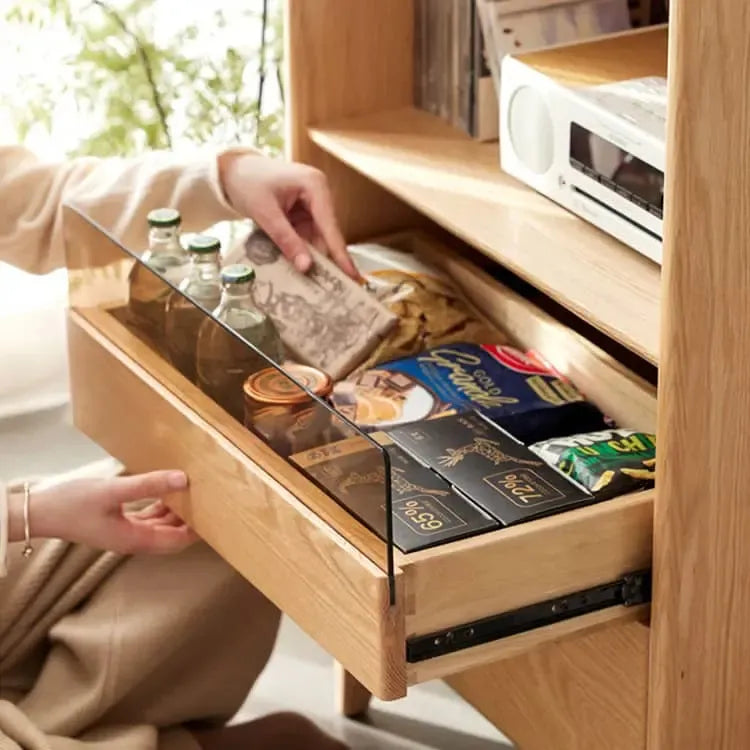 キャビネット ナチュラル オーク材 キリ材 ガラス ysys-l3141-cupboard