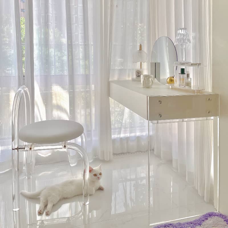 韓国風クリームカラー ミラーフレーム 寝室用?透明感のあるおしゃれデザイン--ミラー単品 yw-188