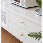 クリーム色ハイレッグテレビ台 抽屉収納+ガラス扉付き リビング用おしゃれインテリアボード yw-189