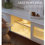 クリーム色ハイレッグテレビ台 抽屉収納+ガラス扉付き リビング用おしゃれインテリアボード yw-189