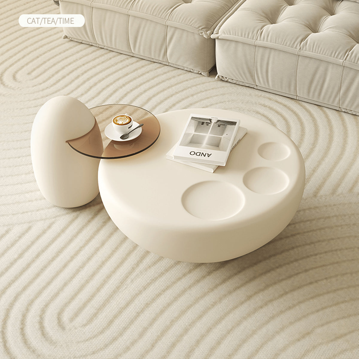 モダンデザイン強化ガラスセンターテーブル | 耐久性&スタイリッシュなリビングテーブル yw-195