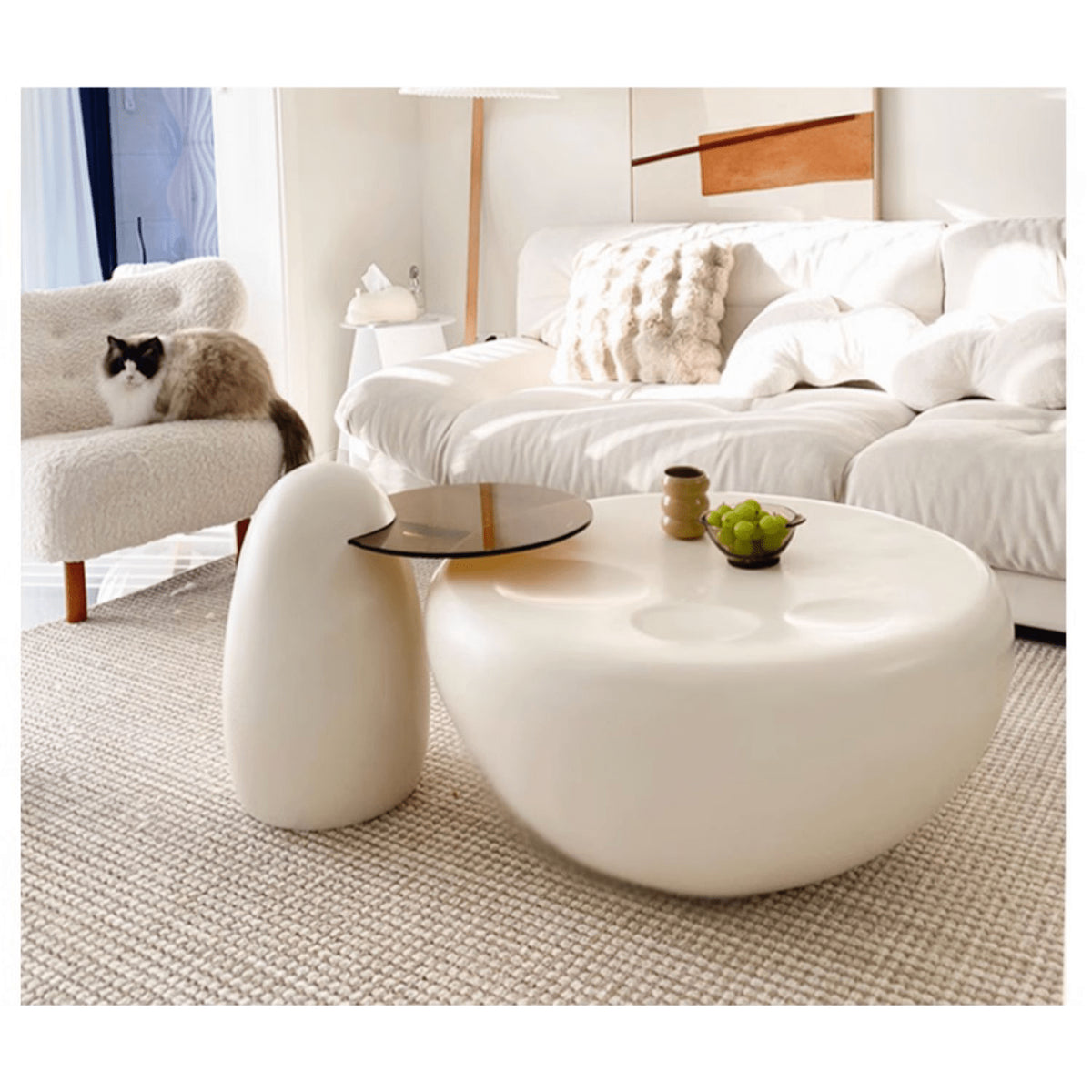 モダンデザイン強化ガラスセンターテーブル | 耐久性&スタイリッシュなリビングテーブル yw-195