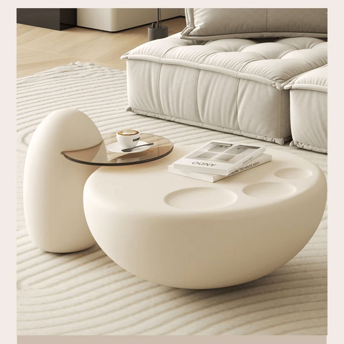 モダンデザイン強化ガラスセンターテーブル | 耐久性&スタイリッシュなリビングテーブル yw-195