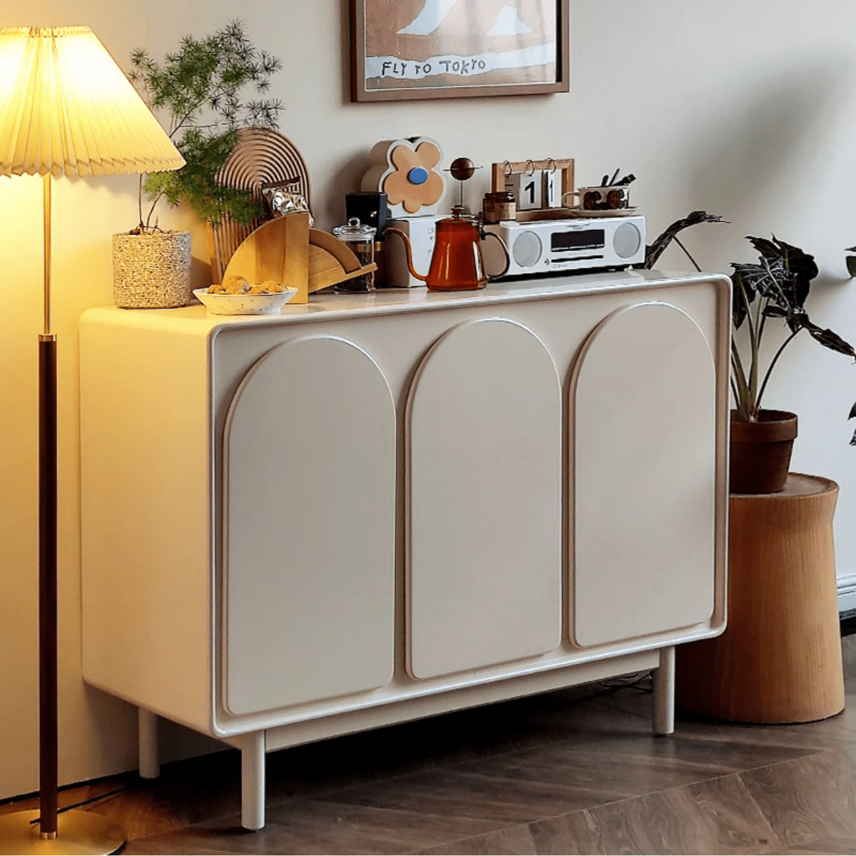 おしゃれなMDF集成材キャビネット|収納力抜群のデザイン家具 yw-199