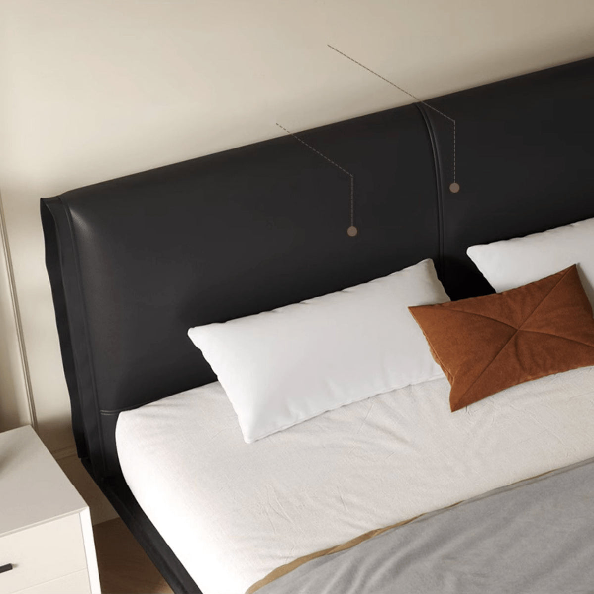 「高級PUレザー&木製ベッド:究極の快適さとスタイリッシュデザイン」 yw-202