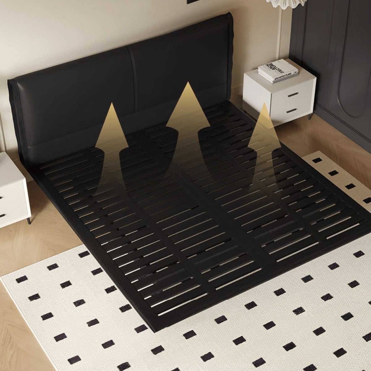 「高級PUレザー&木製ベッド:究極の快適さとスタイリッシュデザイン」 yw-202