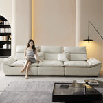 『高級感溢れるソファー - 合皮 フェイクレザー使用、ホワイトグースダウンとパインで極上の座り心地』 yw-217