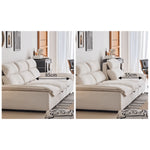 『高級感溢れるソファー - 合皮 フェイクレザー使用、ホワイトグースダウンとパインで極上の座り心地』 yw-217