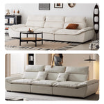 『高級感溢れるソファー - 合皮 フェイクレザー使用、ホワイトグースダウンとパインで極上の座り心地』 yw-217