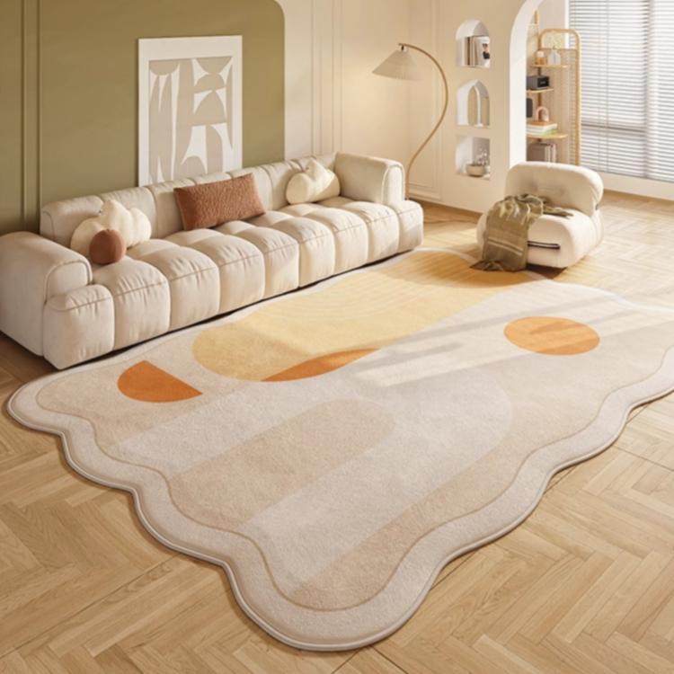 キュートクリーム風 クッキー型 変形ラグ 不規則デザイン ラグマット リビング 寝室 高級感 マット 拭き取り簡単 洗濯不要 zrxz-06