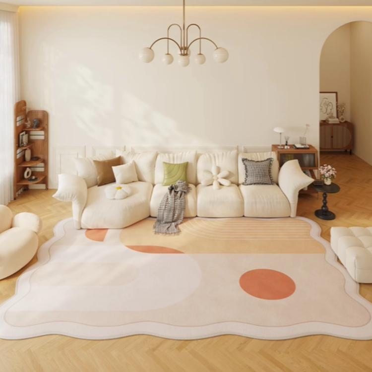 キュートクリーム風 クッキー型 変形ラグ 不規則デザイン ラグマット リビング 寝室 高級感 マット 拭き取り簡単 洗濯不要 zrxz-06
