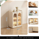 カップボード一体型 折りたたみダイニングテーブル|クリーム系デザイン 壁付け対応 アイランド風 zsd-0203-24