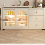 カップボード一体型 折りたたみダイニングテーブル|クリーム系デザイン 壁付け対応 アイランド風 zsd-0203-24