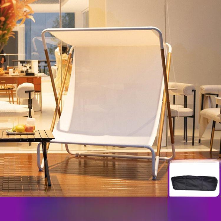 折りたたみリクライニングチェア ダブル 屋外用 サンシェード付き ビーチ ホテル カフェ 庭 キャンプ用 日よけチェア zy-0423-84