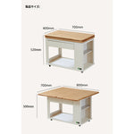 折りたたみ式 サイドテーブル ワゴン|キャスター付き ナチュラルウッド調 ソファ横 テーブル リビング用 天板が回転します zz-0209-life