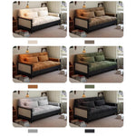 実木 ソファベッド 折りたたみ一体型 2WAY 伸縮式 リビング・書斎対応 引き出し式 ラタン編み デザイン smj-1229-9