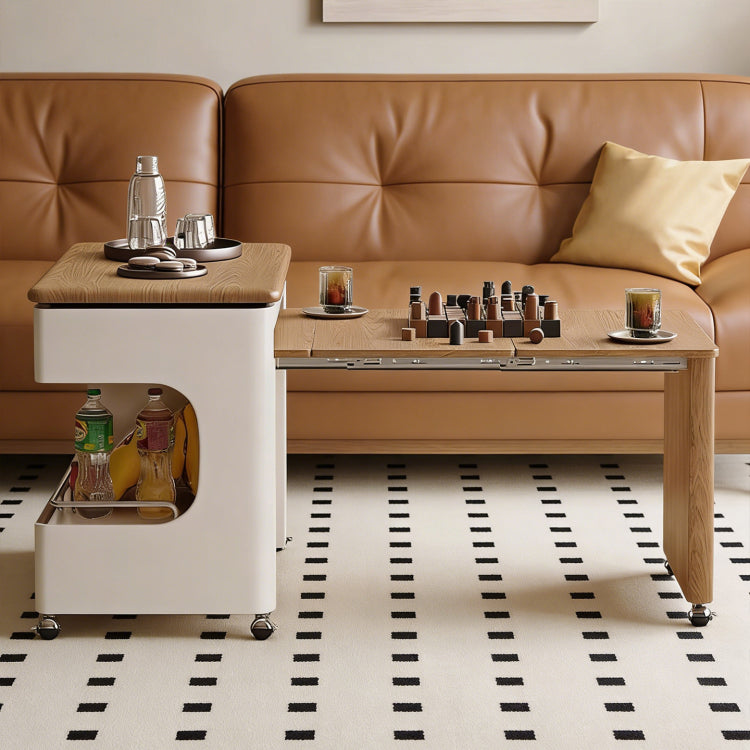 可動式折りたたみ伸縮テーブル 天然木製 リビング 昇降 サイドテーブル jx-112-18