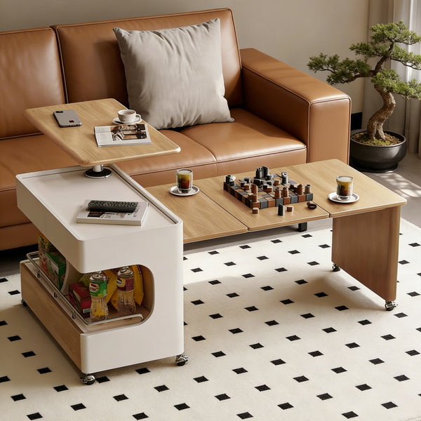 可動式折りたたみ伸縮テーブル 天然木製 リビング 昇降 サイドテーブル jx-112-18