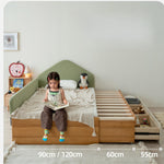 伸縮式キッズベッド 天然木無垢材 幅調整可能 収納引き出し付き tsh-112-17