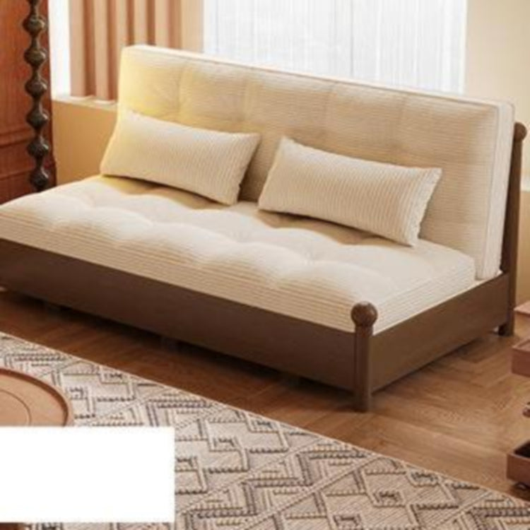 折りたたみソファベッド 実木フレーム リビング・書斎対応 ラタン編み 引き出し式 伸縮ミニソファ 綿麻ファブリック zx-1229-10