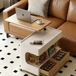 可動式折りたたみ伸縮テーブル 天然木製 リビング 昇降 サイドテーブル jx-112-18