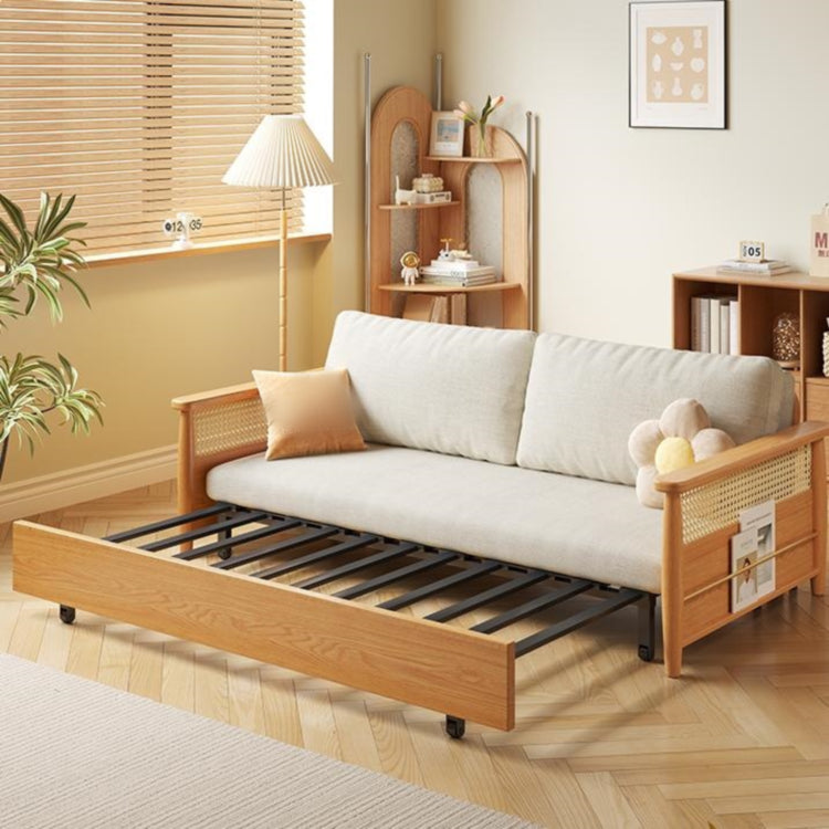 木製フレーム ソファベッド｜収納棚付き キャスター付き 省スペース対応 ナチュラルデザイン hemw-6300