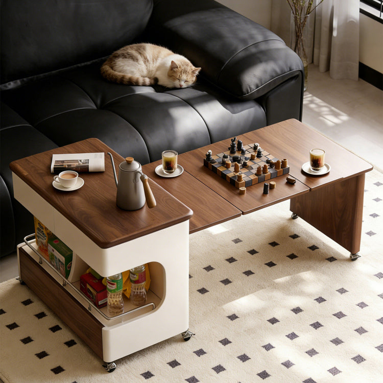 可動式折りたたみ伸縮テーブル 天然木製 リビング 昇降 サイドテーブル jx-112-18