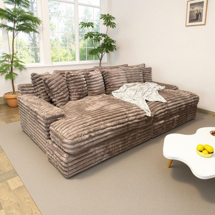 真空圧縮 ソファベッド 布製 深座面 ストレートソファ＋シェーズロング カバー洗濯可 リビング用 jj-1229-13