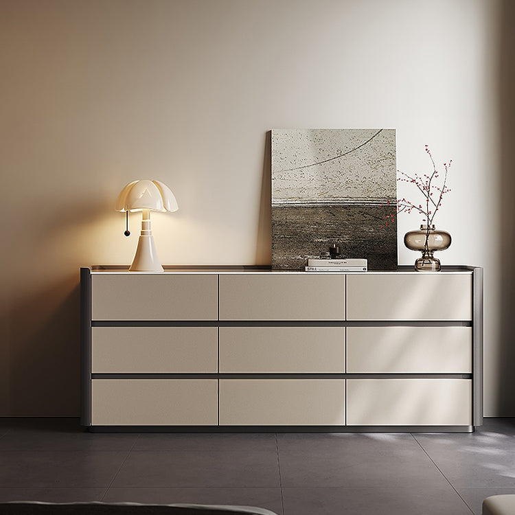 スタイリッシュな多層板キャビネット - セラミック＆合成皮革仕上げのモダン収納家具 fhx-4580