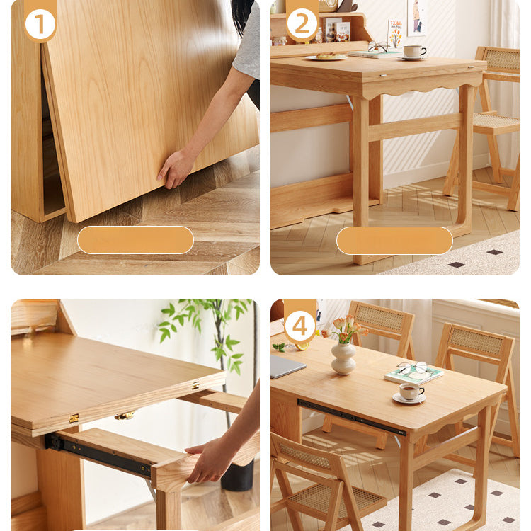 実木 折りたたみダイニングテーブル＆カウンター収納一体型｜折りたたみ椅子セット ナチュラル 北欧風 天板140cm hemw-1126