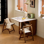 可動式 折りたたみダイニングテーブルセット 140cm 岩板／無垢材天板 収納付き 折りたたみチェア一体型 省スペース zzjjgcd-1139